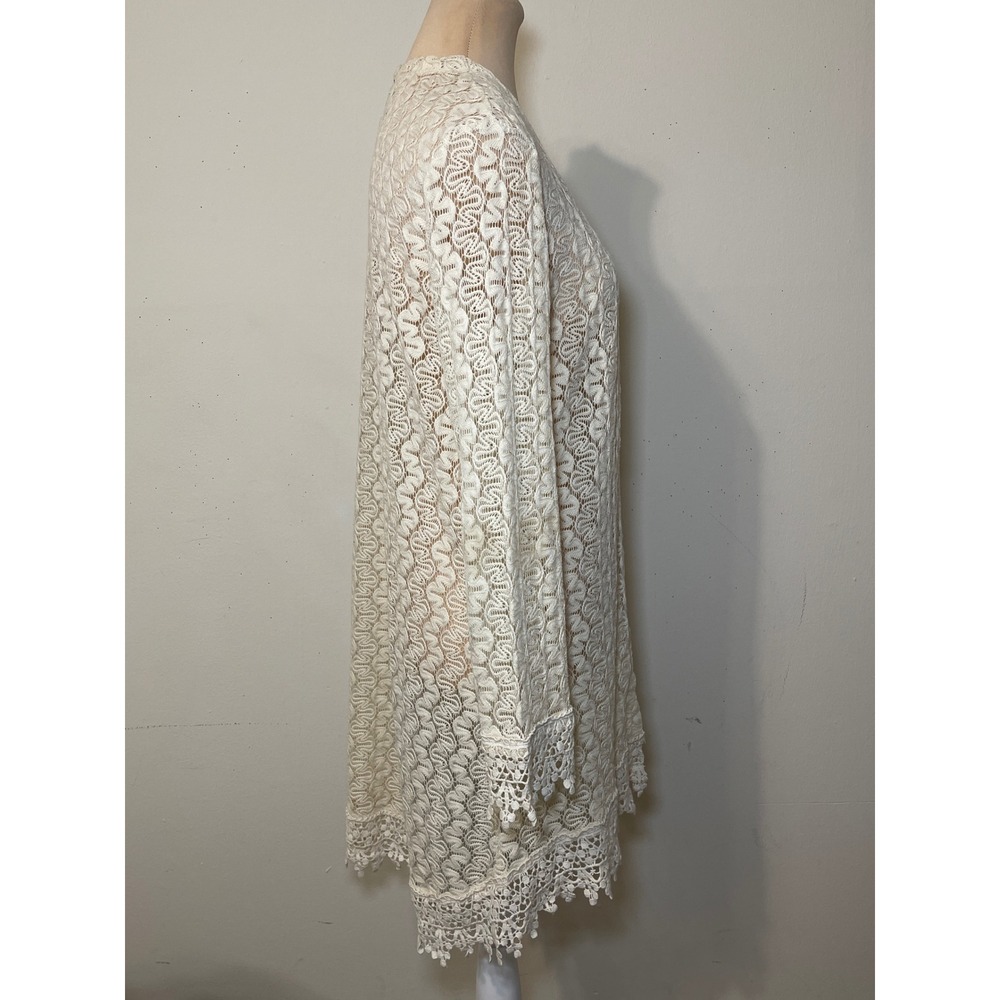 Heart N Crush Lace Crochet Cardigan Size M Cream Boho Cottagecore Festival Fairy - Picture 5 of 8